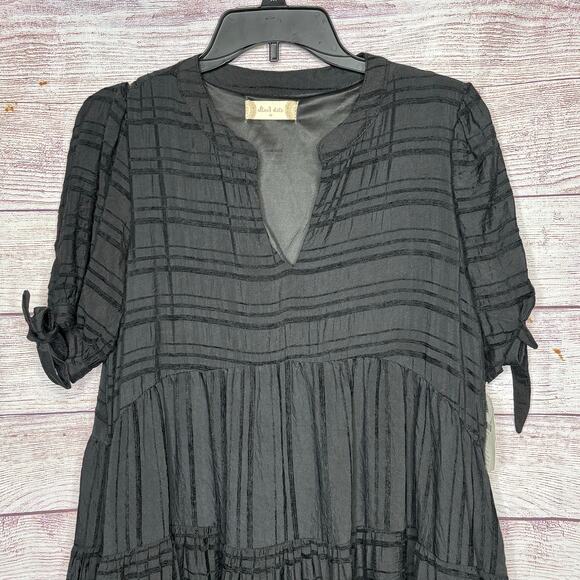 Altar’d State Black Tiered Striped Mini Witchy Halloween Dress Size Medium New - Picture 3 of 14